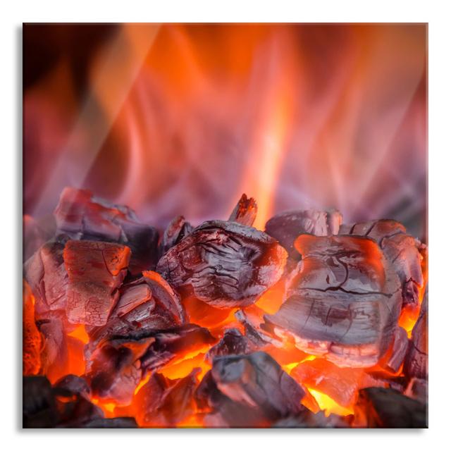 Blazing Fire - Unframed Photograph on Glass Brayden Studio Size: 70cm H x 70cm W x 0.4cm D on Productcaster.