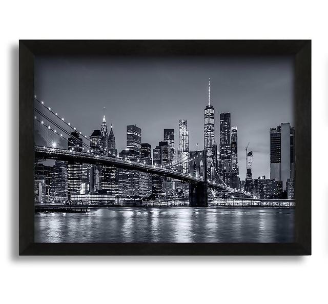 New York Lights Glowing - Picture Frame Photograph on Canvas Brayden Studio Size: 30cm H x 42cm W x 10cm D on Productcaster.