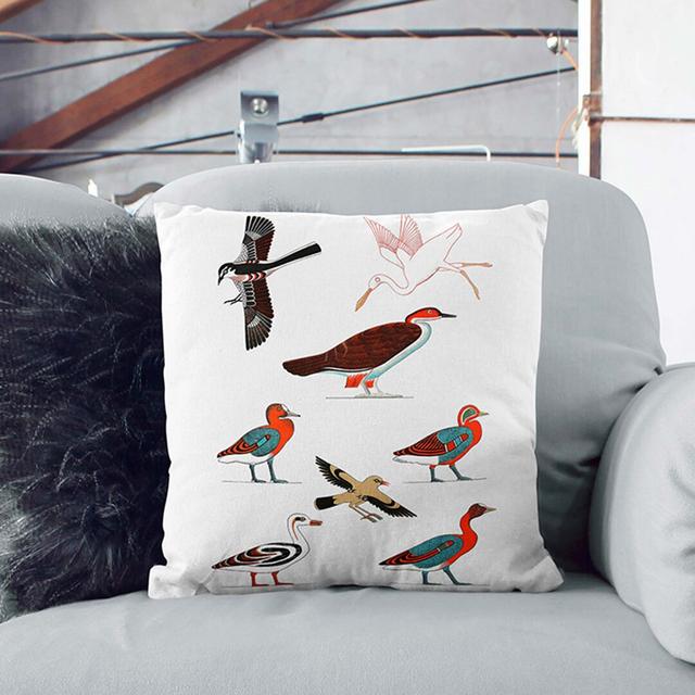 Ducks and Birds by J.F. Champollion Cushion with Filling East Urban Home Size: 40cm H x 40cm W x 15cm D, Backing Colour: Black on Productcaster.