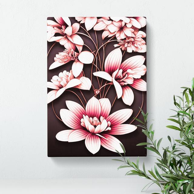 Art Deco Flowers No.3 - Wrapped Canvas Graphic Art Marlow Home Co. Size: 50cm H x 35cm W x 3cm D on Productcaster.