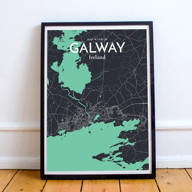 Galway City Map - Unframed Graphic Art Print on Paper East Urban Home Size: 61cm H x 45.7cm W x 0.13cm D on Productcaster.