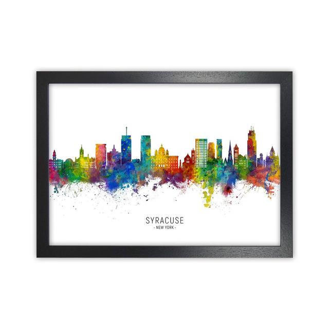 Syracuse New York Skyline by Michael Tompsett - Graphic Art Print Latitude Run Format: Black Framed, Size: 34cm H x 46cm W x 3cm D on Productcaster.