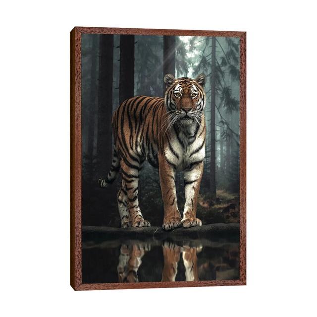 The Tiger in the Forest by Zenja Gammer - Photograph Print on Canvas Bloomsbury Market Size: 66.04cm H x 45.72cm W x 3.81cm D, Format: Classic Brown W on Productcaster.