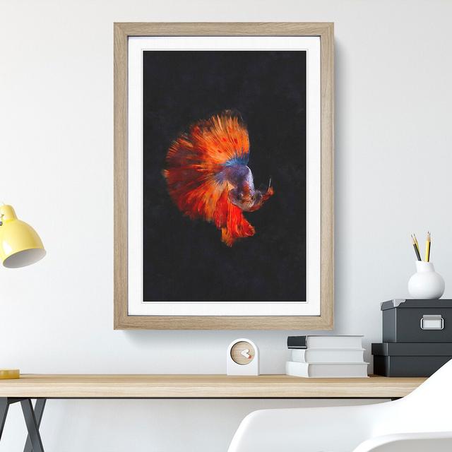 The Siamese Fighting Fish - Picture Frame Graphic Art East Urban Home Size: 48cm H x 36cm W x 2cm D, Frame Option: Oak Framed on Productcaster.