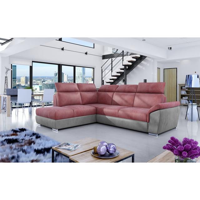 Ecksofa Valdovinos Ebern Designs Ausrichtung: Links ausgerichtet, Polsterfarbe: Rosa/Hellgrau on Productcaster.