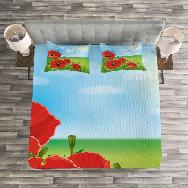 Adelisa Red/Blue/Green Bedspread Set with Pillow Sham East Urban Home Size: 220 x 220 cm Bedspread - 2 Shams on Productcaster.