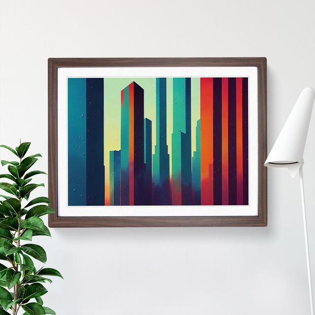 Flashy Skyscraper Skyline - Single Picture Frame Print Latitude Run Size: 25cm H x 34cm W x 2cm D, Frame Colour: Walnut on Productcaster.