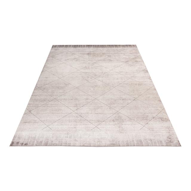 Geometric Machine Woven Beige Area Rug Obsession Rug Size: Rectangular 200 x 290cm on Productcaster.