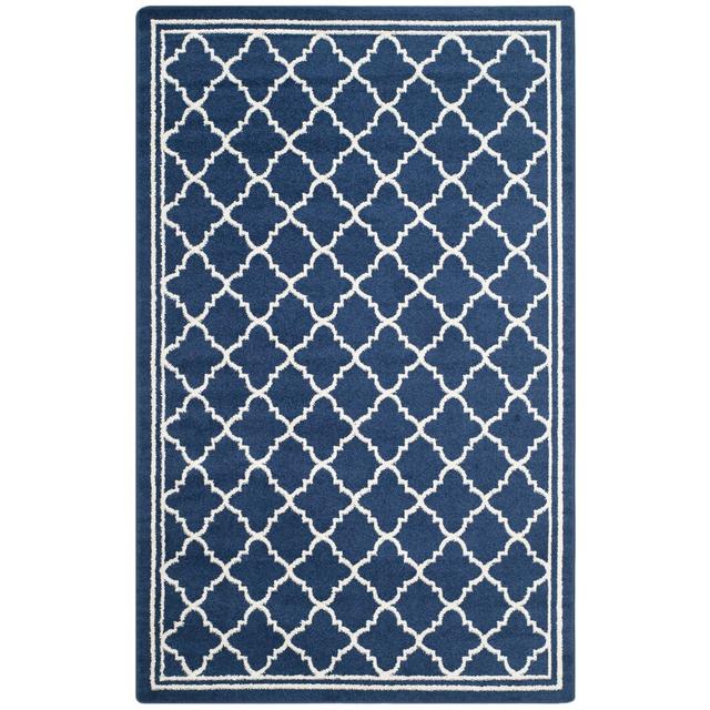 Dayana Hooked Navy/Neutral Rug Canora Grey Rug Size: Rectangle 200 x 300cm on Productcaster.