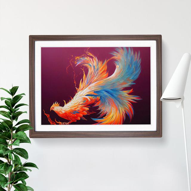 XH1022-6899X Phenomenal Phoenix Bird - Single Picture Frame Print Marlow Home Co. Size: 46cm H x 64cm W x 2cm D, Frame Colour: Walnut on Productcaster.