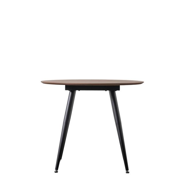 Bethel Round Solid Wood Top Metal Base Dining Table Corrigan Studio Table Top Colour: Dark Wood on Productcaster.