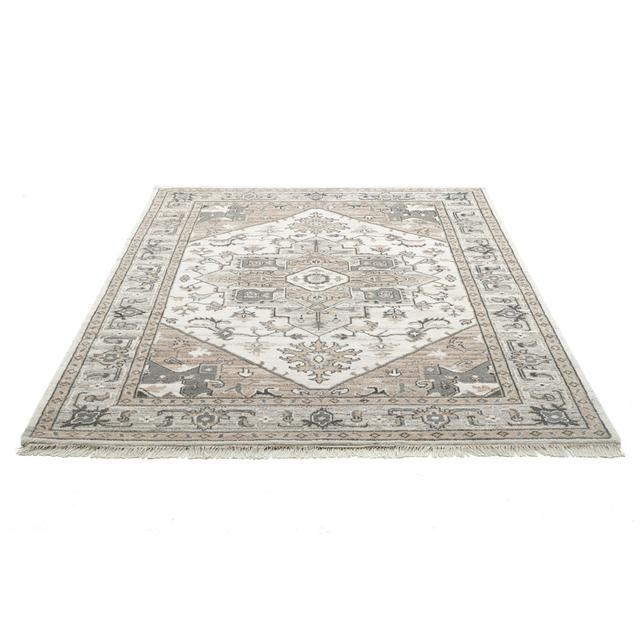 Hand-Knotted Wool Brown/White Rug Theko Rug Size: Rectangular 90 x 160cm on Productcaster.