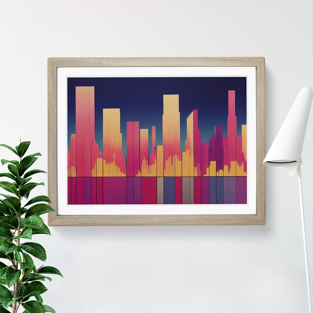 Snazzy Abstract City Skyline - Single Picture Frame Print 17 Stories Frame Colour: Oak, Size: 25cm H x 34cm W x 2cm D on Productcaster.