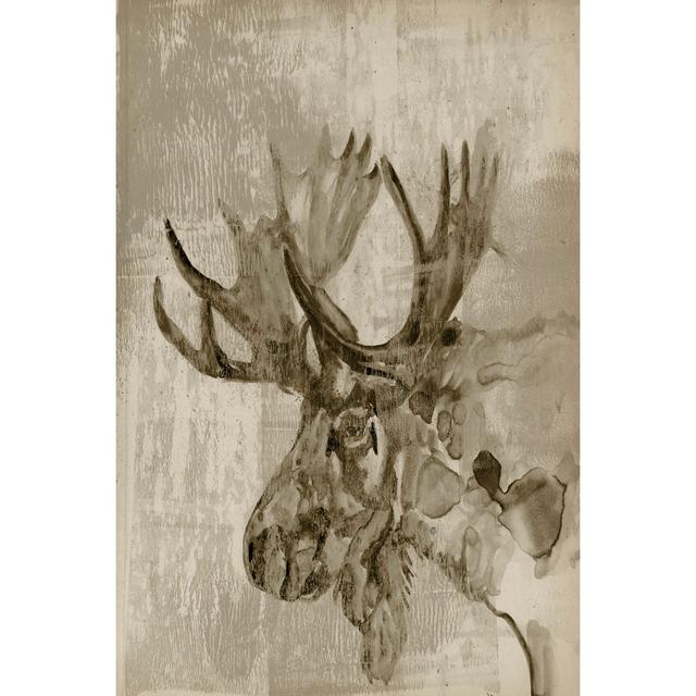 Sepia Moose by Jennifer Goldberger - Wrapped Canvas Art Print Alpen Home Size: 122cm H x 81cm W on Productcaster.