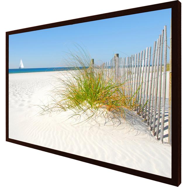 Daniell Beautiful Sand Dune Fence By Sea Grass with Sailboat on Horizon - Single Picture Frame Art Prints House of Hampton Size: 25cm H x 31cm W x 4cm on Productcaster.