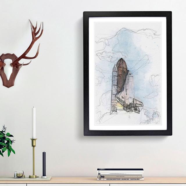 Atlantis Space Shuttle in Abstract - Picture Frame Graphic Art Print East Urban Home Size: 87cm H x 62cm W x 2cm D, Frame Option: Black Framed on Productcaster.