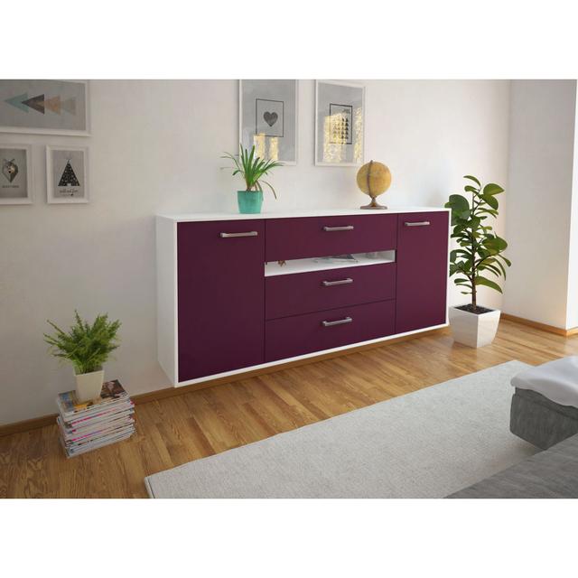 Myleigha sideboard; Flying/Metal handles; Size: 180cm x 79cm x 35cm Ebern Designs Colour: Purple/White on Productcaster.