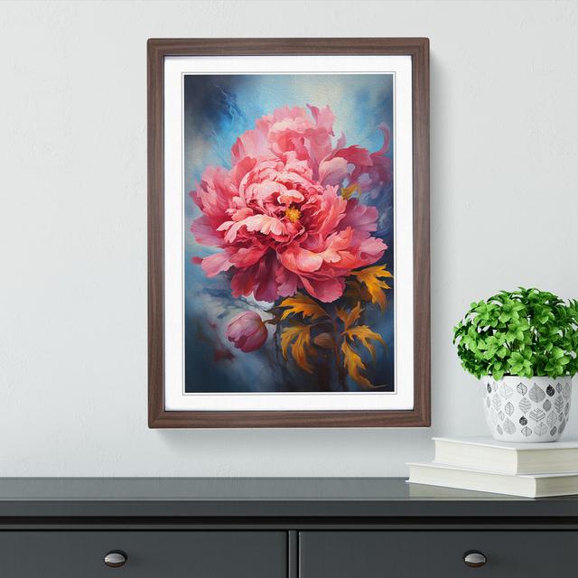 Peony Flower Informel - Single Picture Frame Print on Wood Marlow Home Co. Format: Walnut Framed, Size: 64cm H x 46cm W x 2cm D on Productcaster.