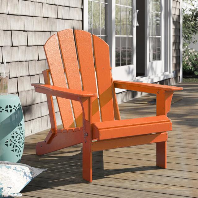 Alger Plastic Folding Adirondack Chair Blue Elephant Colour: Orange on Productcaster.