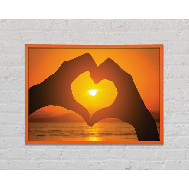 Love Heart Hands Sunset - Single Picture Frame Art Prints Highland Dunes Size: 29.7cm H x 42cm W x 2cm D on Productcaster.