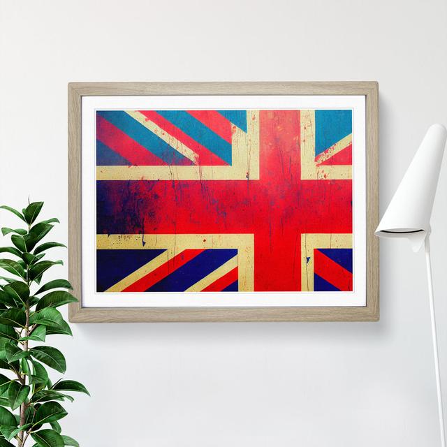 XH1022-6699X Painted Union Jack Flag Vol.2 - Single Picture Frame Painting 17 Stories Format: Oak Framed, Size: 34cm H x 46cm W x 2cm D on Productcaster.