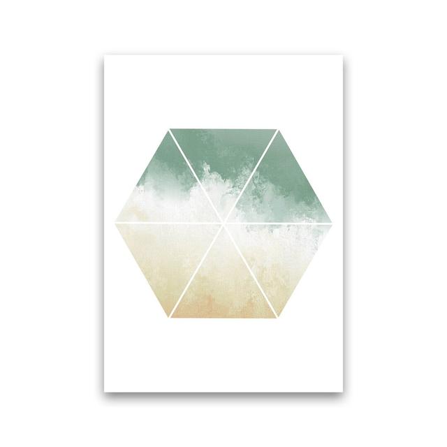 Green And Beige Watercolour Hexagon Abstract by Pixy Paper - Print Corrigan Studio Format: Unframed, Size: 42cm H x 29.7cm W x 1cm D on Productcaster.