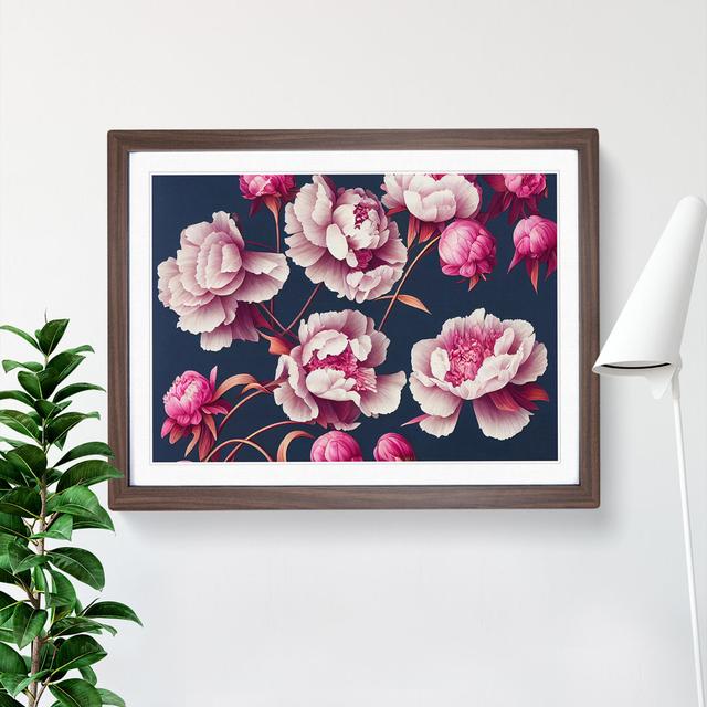 Bewitching Peonies - Picture Frame Graphic Art Marlow Home Co. Size: 25cm H x 34cm W x 2cm D, Frame Colour: Walnut Framed on Productcaster.