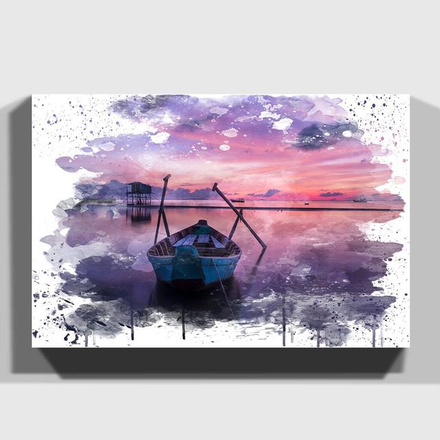 'Phu Quoc Thailand Sunrise Rowing Boat' Graphic Art Print East Urban Home Size: 40cm H x 60cm W, Format: Wrapped Canvas on Productcaster.