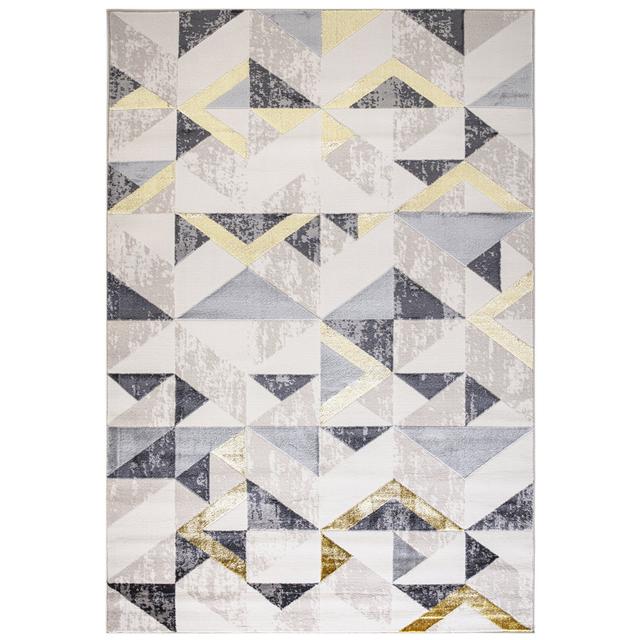 Gretchen Geometric Machine Woven Grey/Gold/Black Area Rug Etta Avenue Rug Size: Rectangle 80 x 150cm on Productcaster.