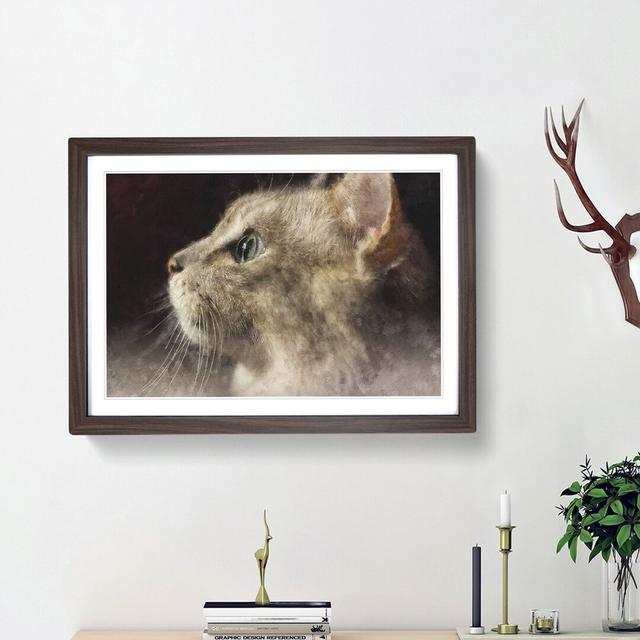 Curious Cat - Picture Frame Graphic Art Print East Urban Home Frame Option: Walnut Framed, Size: 33cm H x 45cm W x 2cm D on Productcaster.