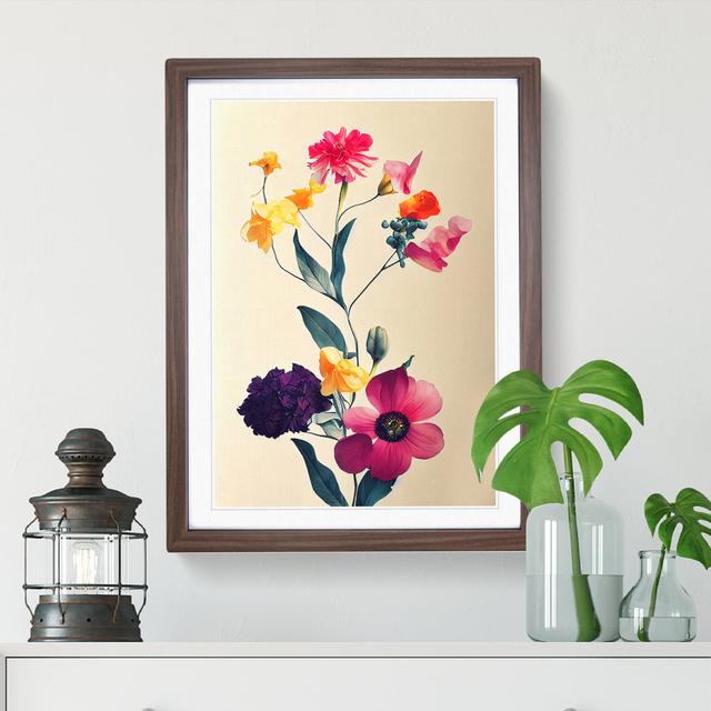 Bunch of Mixed Flowers - Picture Frame Graphic Art Marlow Home Co. Size: 34cm H x 25cm W x 2cm D, Frame Colour: Walnut on Productcaster.