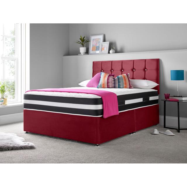 Vibbert Divan Bed Set Fairmont Park Colour: Maroon, Size: Super King (6'), Storage Type: 4 Drawers on Productcaster.