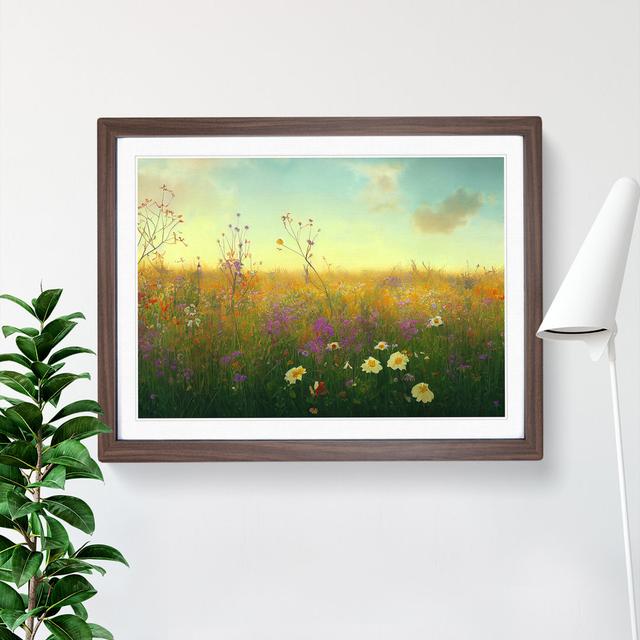 Dreamy Wildflowers Floral - Single Picture Frame Print Marlow Home Co. Size: 25cm H x 34cm W, Frame Colour: Walnut on Productcaster.