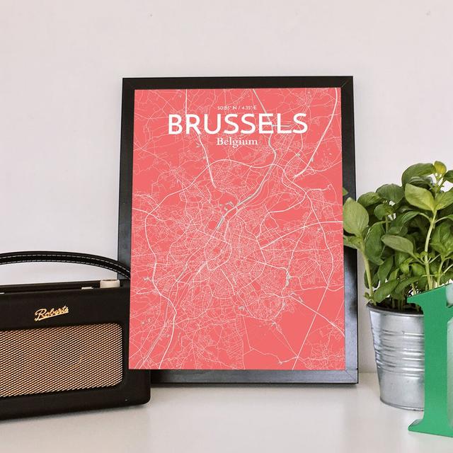 Brussels City Map - Unframed Graphic Art Print on Paper East Urban Home Size: 70.1cm H x 50cm W x 0.13cm D on Productcaster.