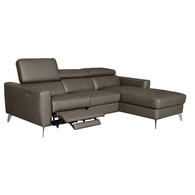 Amorian Leather Reclining Corner Sofa Ivy Bronx Orientation: Right Hand Facing, Upholstery Colour: Mud on Productcaster.