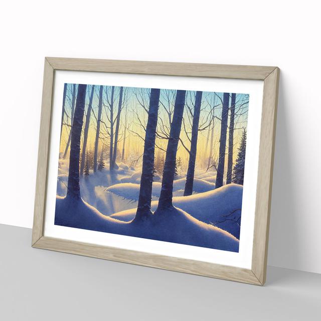 Sunrise Winter Forest Vol.4 - Picture Frame Graphic Art Alpen Home Frame Colour: Oak Framed, Size: 25cm H x 34cm W x 2cm D on Productcaster.