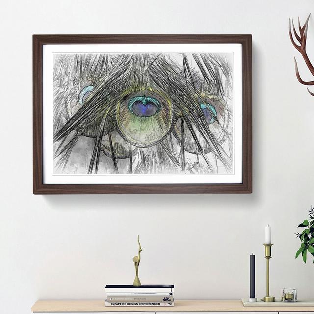 Peacock Feathers in Abstract - Picture Frame Graphic Art Print on MDF East Urban Home Frame Option: Walnut Framed, Size: 27cm H x 36cm W x 2cm D on Productcaster.