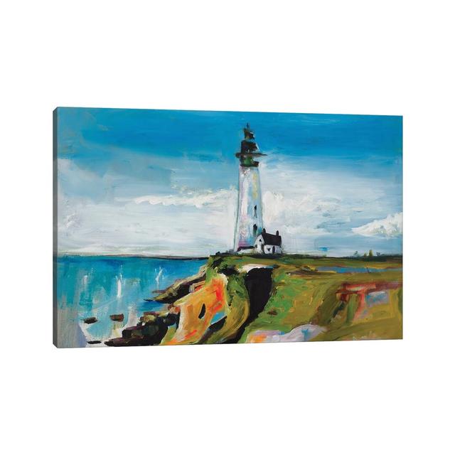 Lighthouse On A Cliff by Andy Beauchamp - Wrapped Canvas Print Longshore Tides Size: 30.48cm H x 45.72cm W x 1.91cm D on Productcaster.