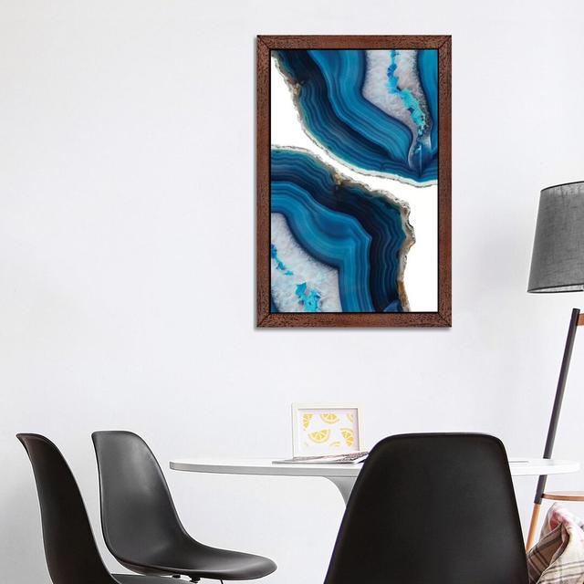 Blue Agate by Emanuela Carratoni - Floater Frame Painting on Canvas Ebern Designs Frame Option: Brown, Size: 101.6cm H x 66.04cm W x 3.81cm D on Productcaster.