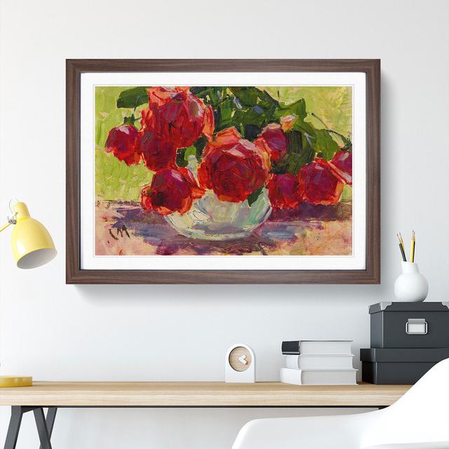 Roses by Carl Moll - Picture Frame Painting East Urban Home Size: 48cm H x 65cm W x 2cm D, Frame Option: Walnut Framed on Productcaster.