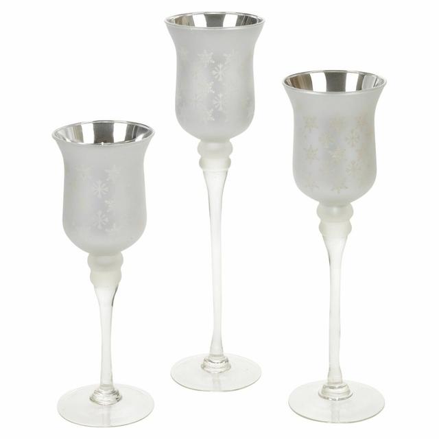 3 Piece Glass Hurricane Set The Seasonal Aisle Colour: Silver on Productcaster.