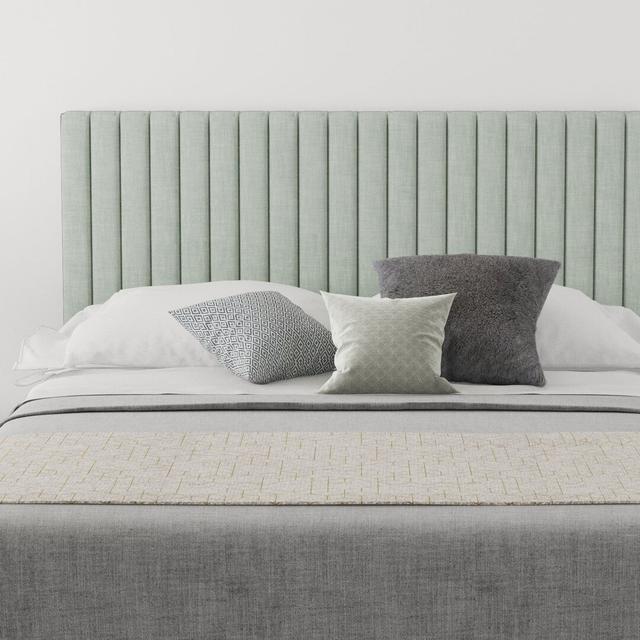 Hailey Upholstered Headboard Etta Avenue Upholstery: 100% Cotton Eau De Nil, Size: Super King (6') on Productcaster.