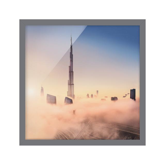 Heavenly Skyline of Dubai - Picture Frame Graphic Art Ebern Designs Size: 70cm H x 70cm W x 2cm D, Frame Option: Grey Framed on Productcaster.