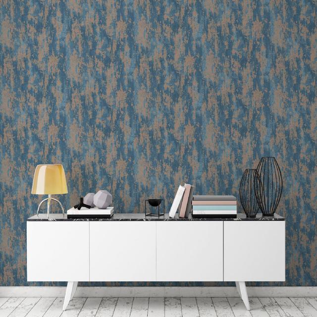 Boutique Industrial Texture 10m x 52cm Matte Paste The Wall Wallpaper Roll Colour: Turquoise on Productcaster.