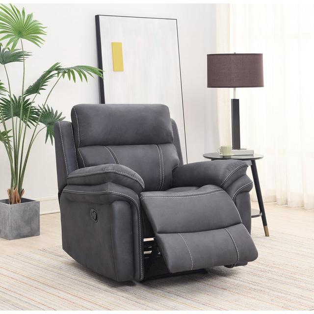 Adalynn 106Cm Wide Manual Standard Recliner Zipcode Design Upholstery: Charcoal Grey on Productcaster.