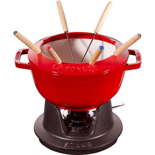 STAUB Cast Iron Fondue Set 2.35 L Staub Colour: Cherry on Productcaster.