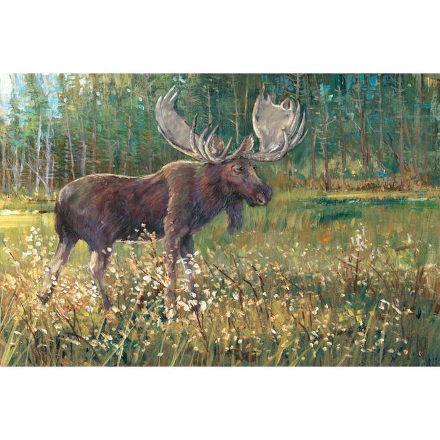 Moose in the Field - Wrapped Canvas Painting Natur Pur Size: 61cm H x 91cm W on Productcaster.