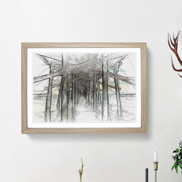 Under the Pier in Newport Beach in Abstract - Picture Frame Graphic Art Print East Urban Home Frame Option: Oak Framed, Size: 48cm H x 65cm W x 2cm D on Productcaster.