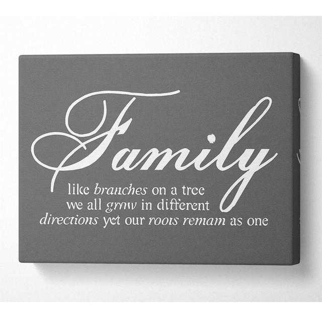 Familie Zitat Familie Wir wachsen alle in verschiedene Richtungen Grau - Wrapped Canvas Typography Happy Larry Größe: 101,6 cm H x 142,2 cm B x 10 cm on Productcaster.