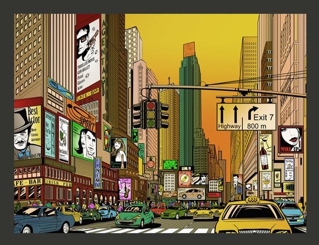 Pulsing City - NY 231cm x 300cm Wallpaper East Urban Home Size: 250"W x 193"L on Productcaster.